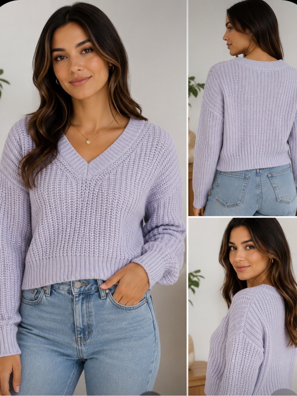 H&M Light Purple V-Neck Sweater